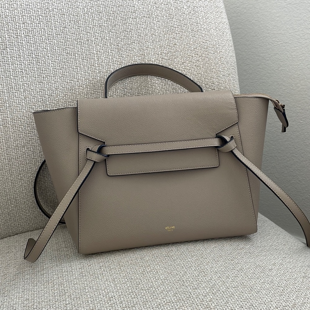 Authentic Celine Mini Belt Bag in Taupe